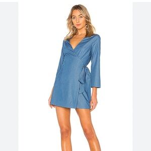 Lovers + Friends Crush Wrap Mini Dress In Blue